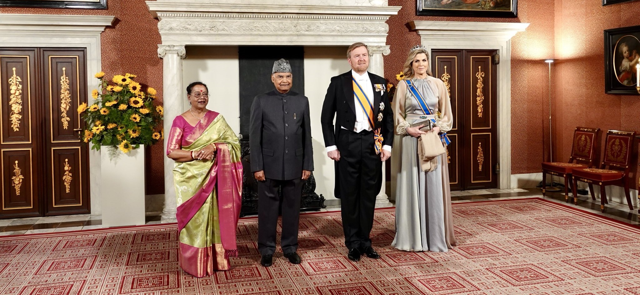 President Ram Nath Kovind and First Lady Mrs Savita Kovind attend a banquet hosted by King Willem-Alexander and Queen Maxima of the Netherlands
